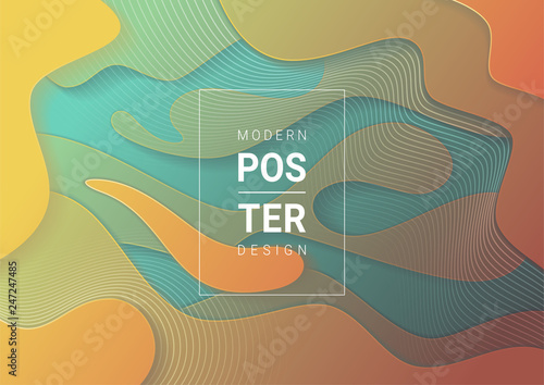 Liquid colorful modern background. Acid fluid gradient shapes. Contemporary futuristic design of poster. 3d abstract, vector.