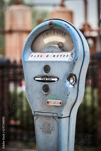 Photograph of an old and dilapidated metal meter
