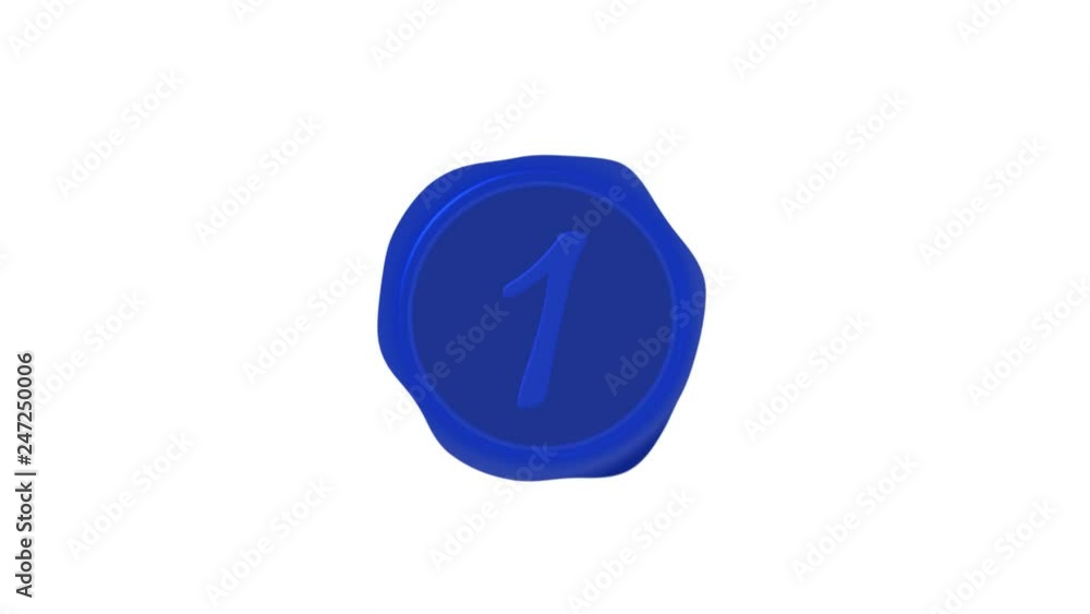 Blue Wax Seal Stamp Numbers Counting Up 1 to 10