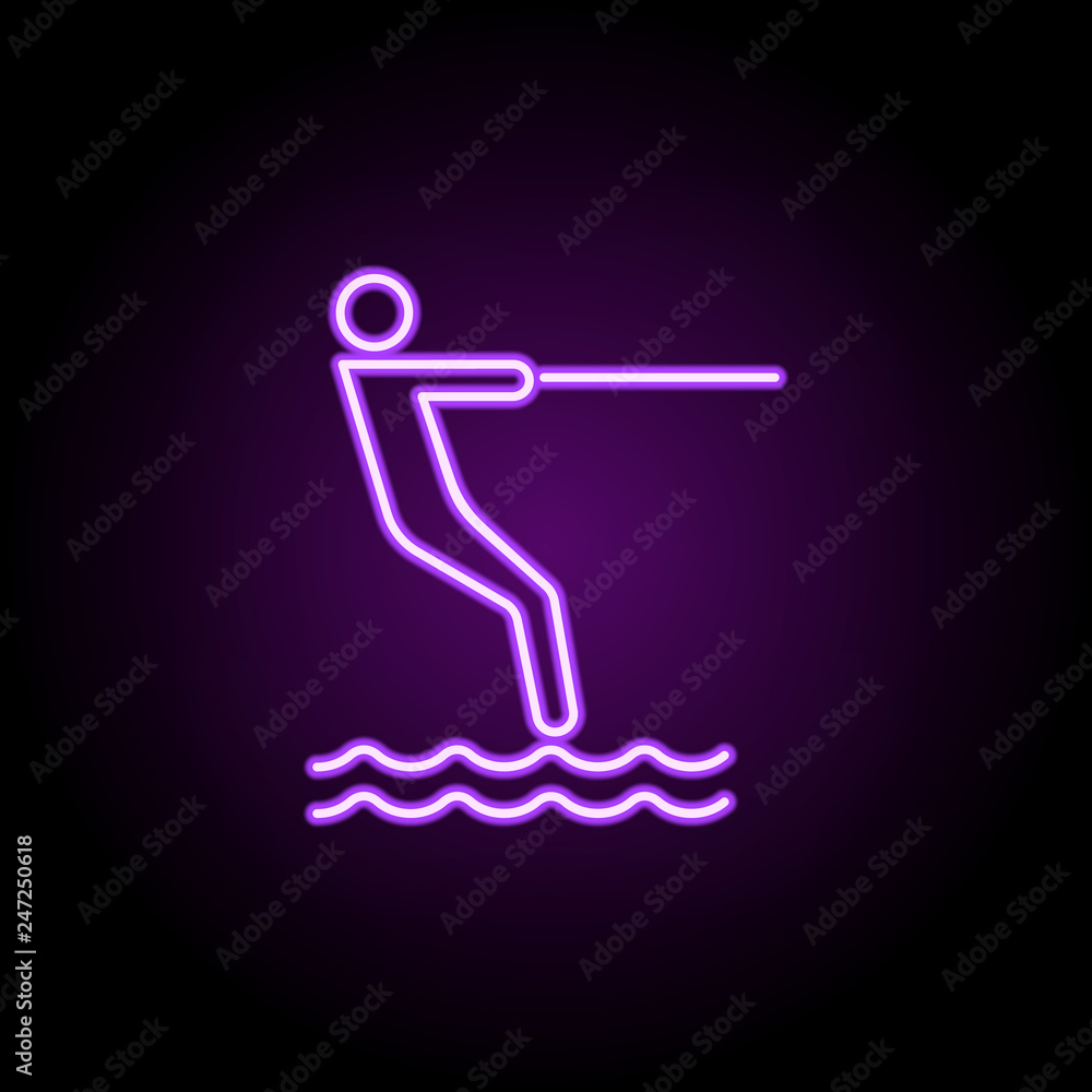 water skiing outline icon. Elements of Sport in neon style icons. Simple icon for websites, web design, mobile app, info graphics water skiing outline icon. Elements of Sport in neon style icons. Simple icon for websites, web design, mobile app, info graphics