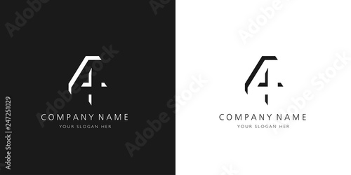 4 logo numbers modern black and white design	