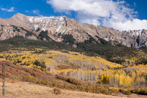 The Sneffels Mountain Range in early Autumn viewed from the Last Dollar Road along the Dallas Divide, Colorado. © toroverde