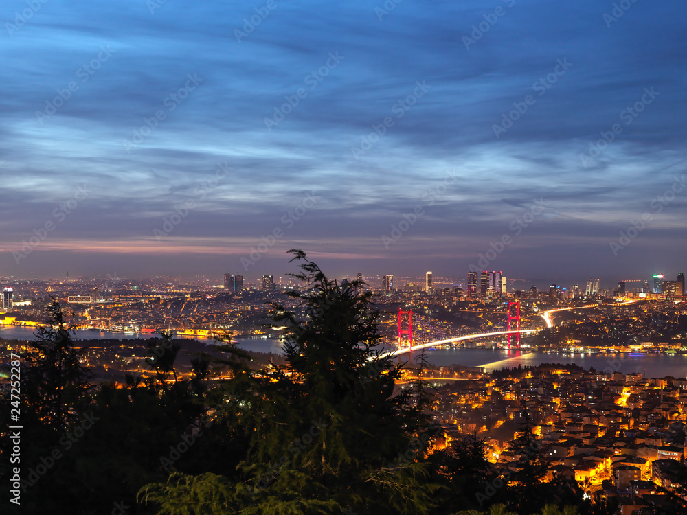 Naklejka premium Istanbul Bosphorus Bridge View at Night