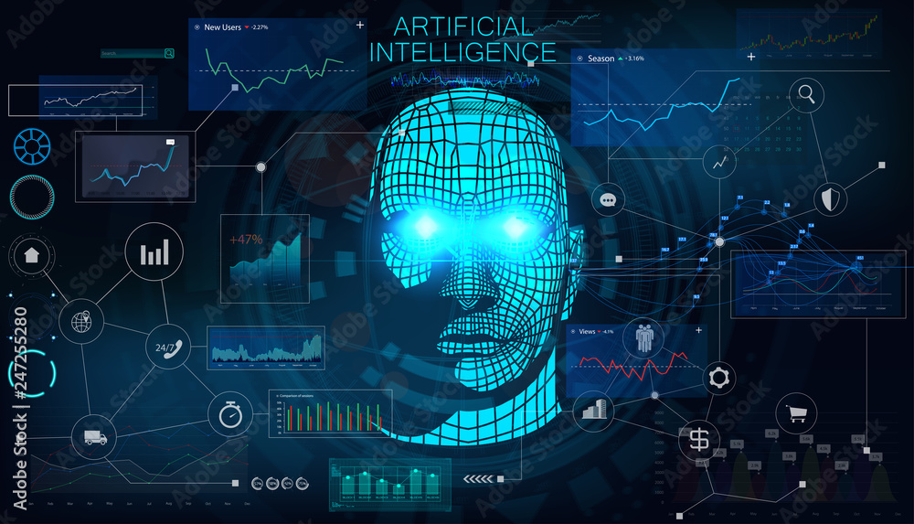 Human Big data visualization. Futuristic Artificial intelligence