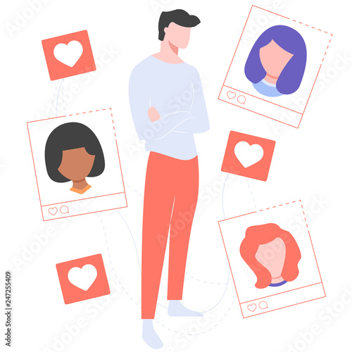 A nice guy chooses a girl. In the mobile app or on the site. Online dating for meetings. Match!