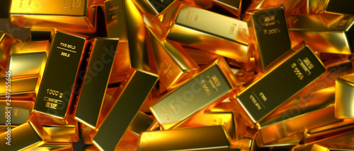 Photos Gold bar close up shot. wealth business success concept..