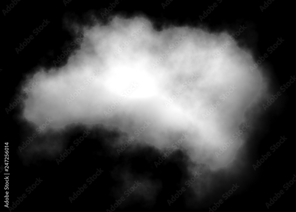 Fototapeta premium Cloud - white, single, isolated on black background
