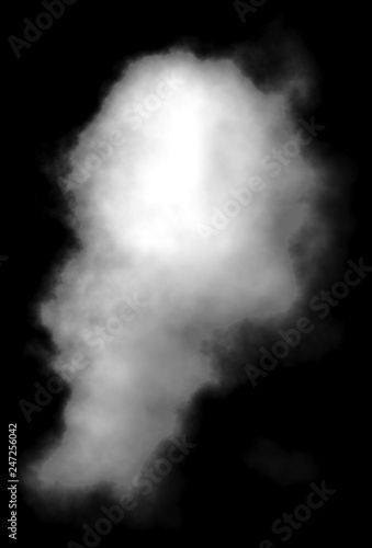Cloud - white, single, isolated on black background