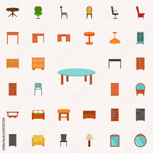 glass coffee table flat icon. Furniture icons universal set for web and mobile