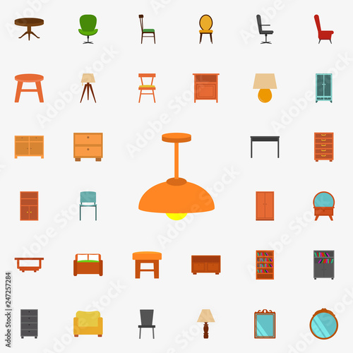 chandelier flat icon. Furniture icons universal set for web and mobile