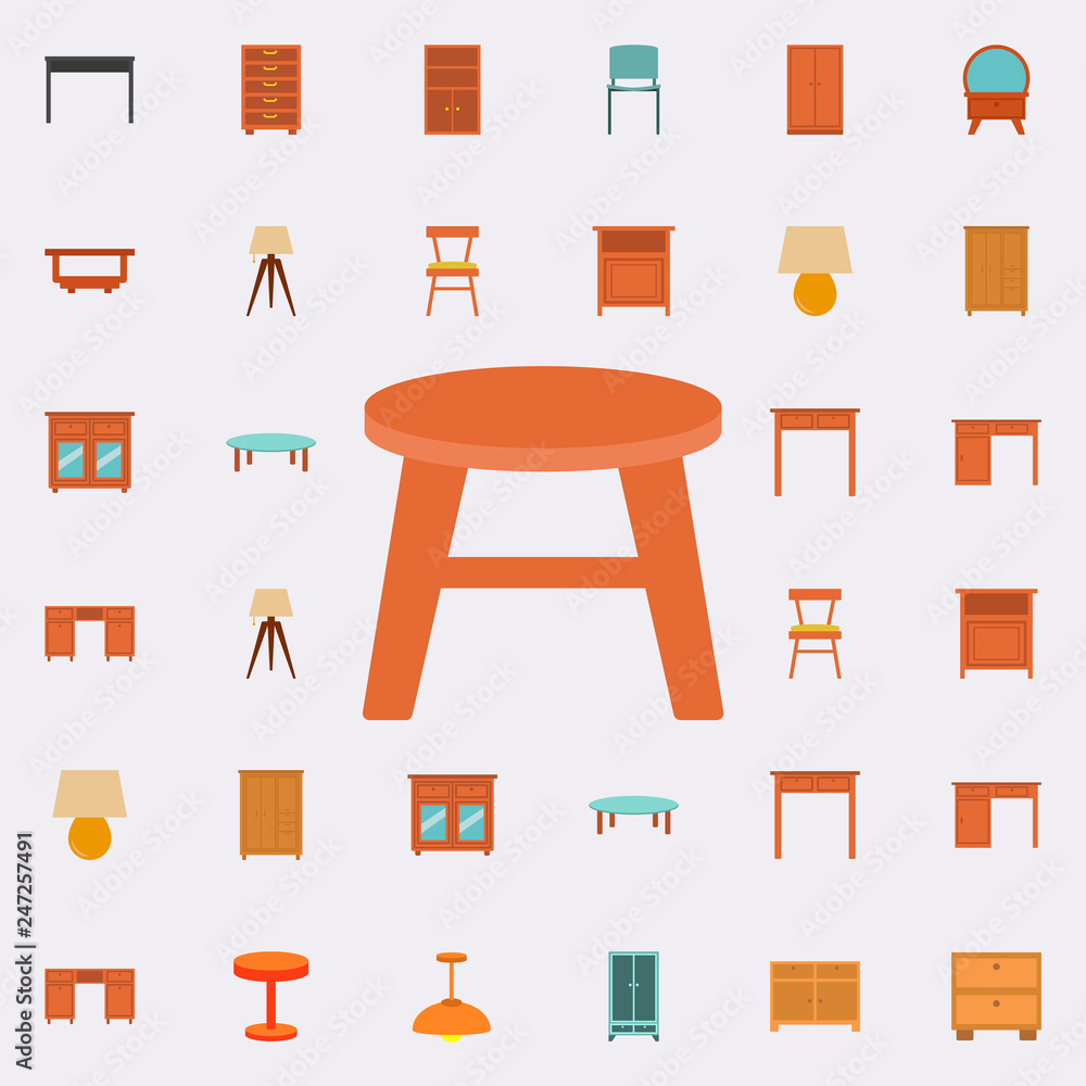 stool flat icon. Furniture icons universal set for web and mobile stool flat icon. Furniture icons universal set for web and mobile