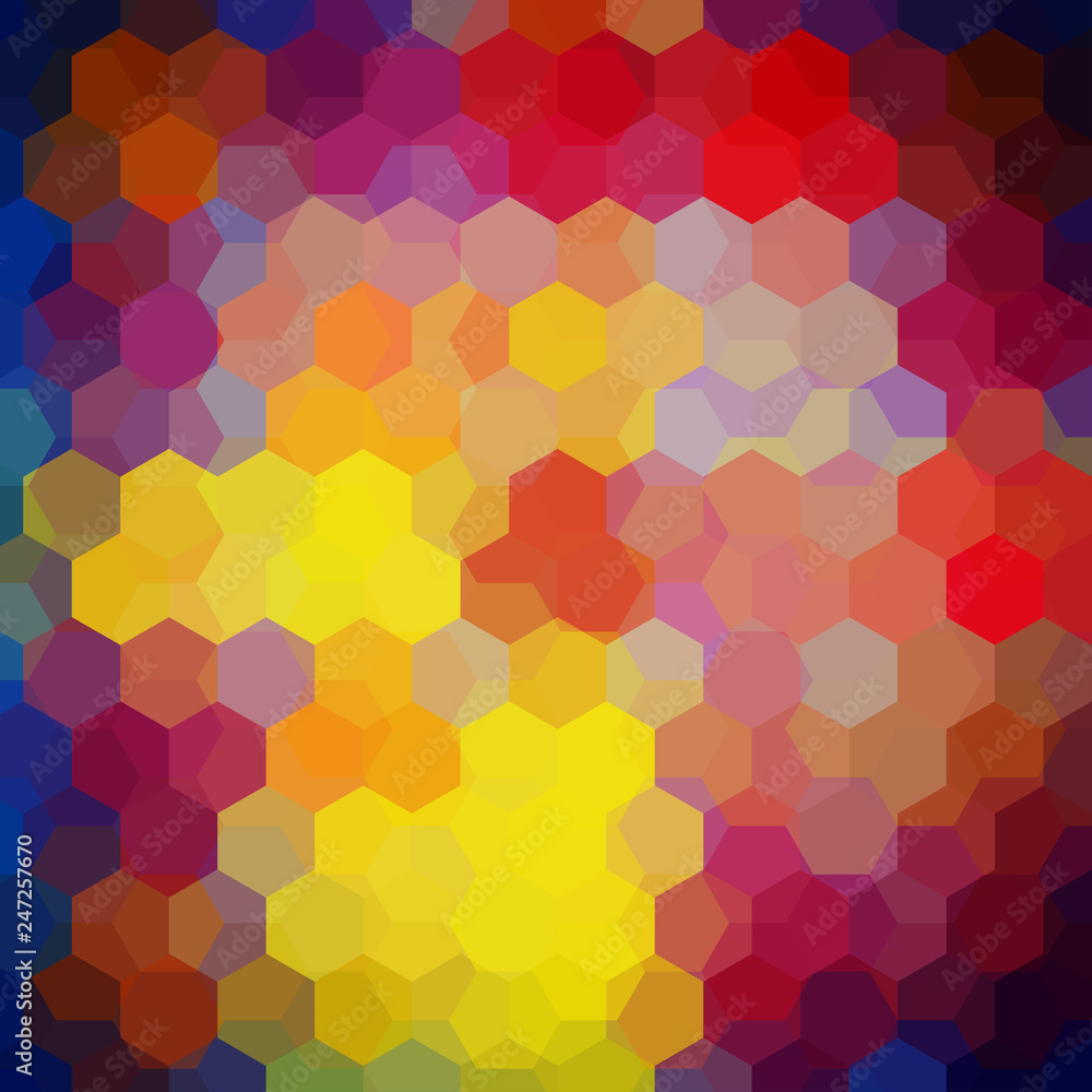 Vector background with hexagons. Can be used in cover design, book design, website background. Vector illustration. Red, orange, brown, yellow colors. Vector background with hexagons. Can be used in cover design, book design, website background. Vector illustration. Red, orange, brown, yellow colors.