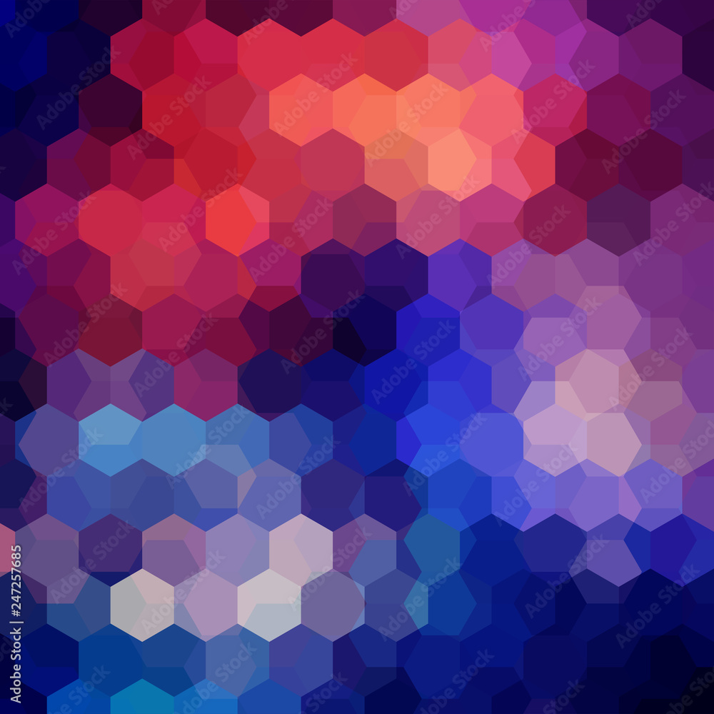 Background made of blue, pink, orange hexagons. Square composition with geometric shapes. Eps 10 Background made of blue, pink, orange hexagons. Square composition with geometric shapes. Eps 10
