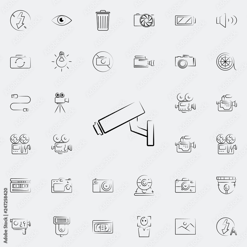 Surveillance Camera outine icon. Photo and camera icons universal set for web and mobile Surveillance Camera outine icon. Photo and camera icons universal set for web and mobile