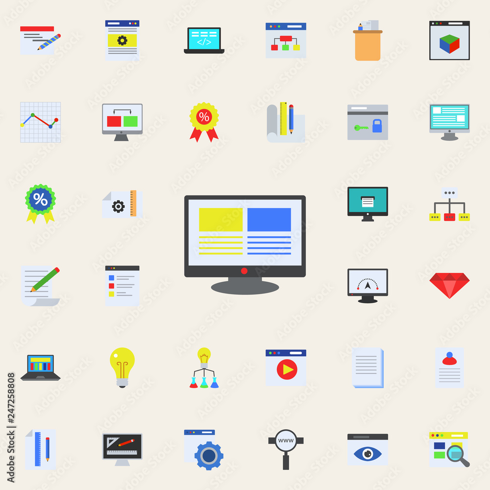 computer settings colored icon. Programming sticker icons universal set for web and mobile computer settings colored icon. Programming sticker icons universal set for web and mobile