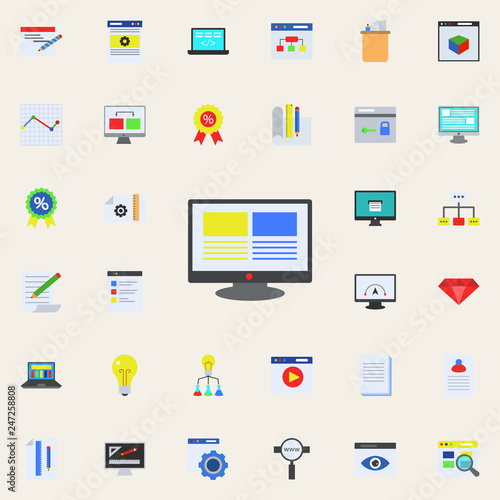 computer settings colored icon. Programming sticker icons universal set for web and mobile