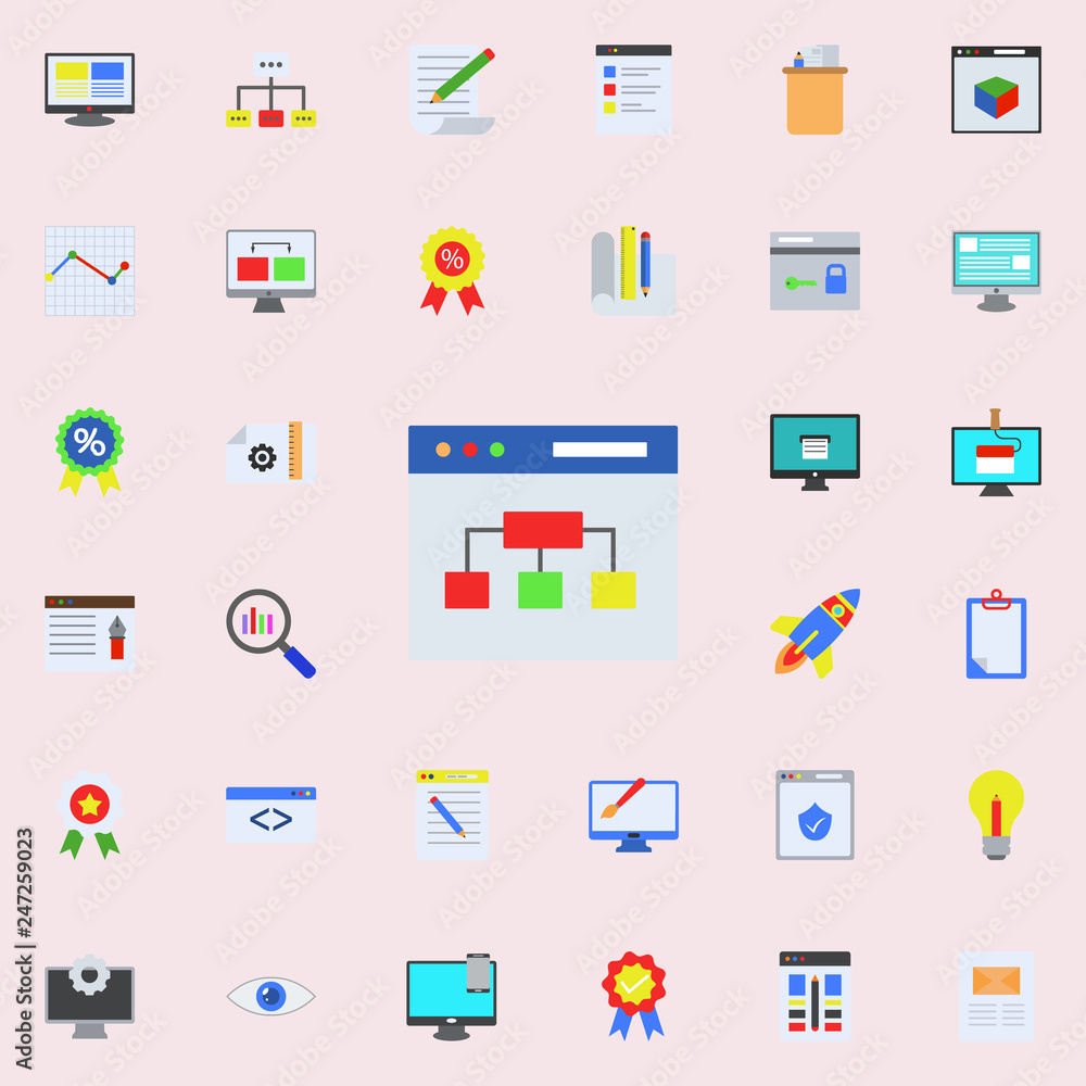 browser structure colored icon. Programming sticker icons universal set for web and mobile browser structure colored icon. Programming sticker icons universal set for web and mobile