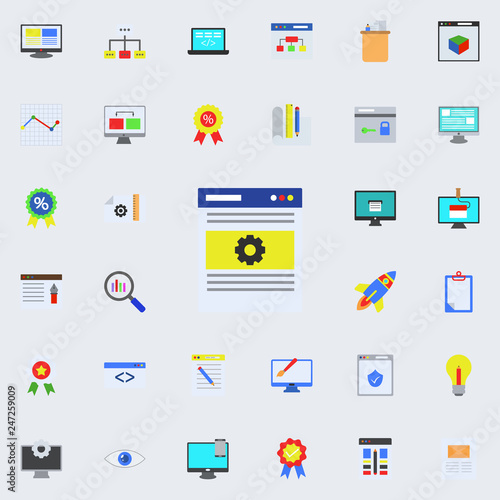 browser settings colored icon. Programming sticker icons universal set for web and mobile