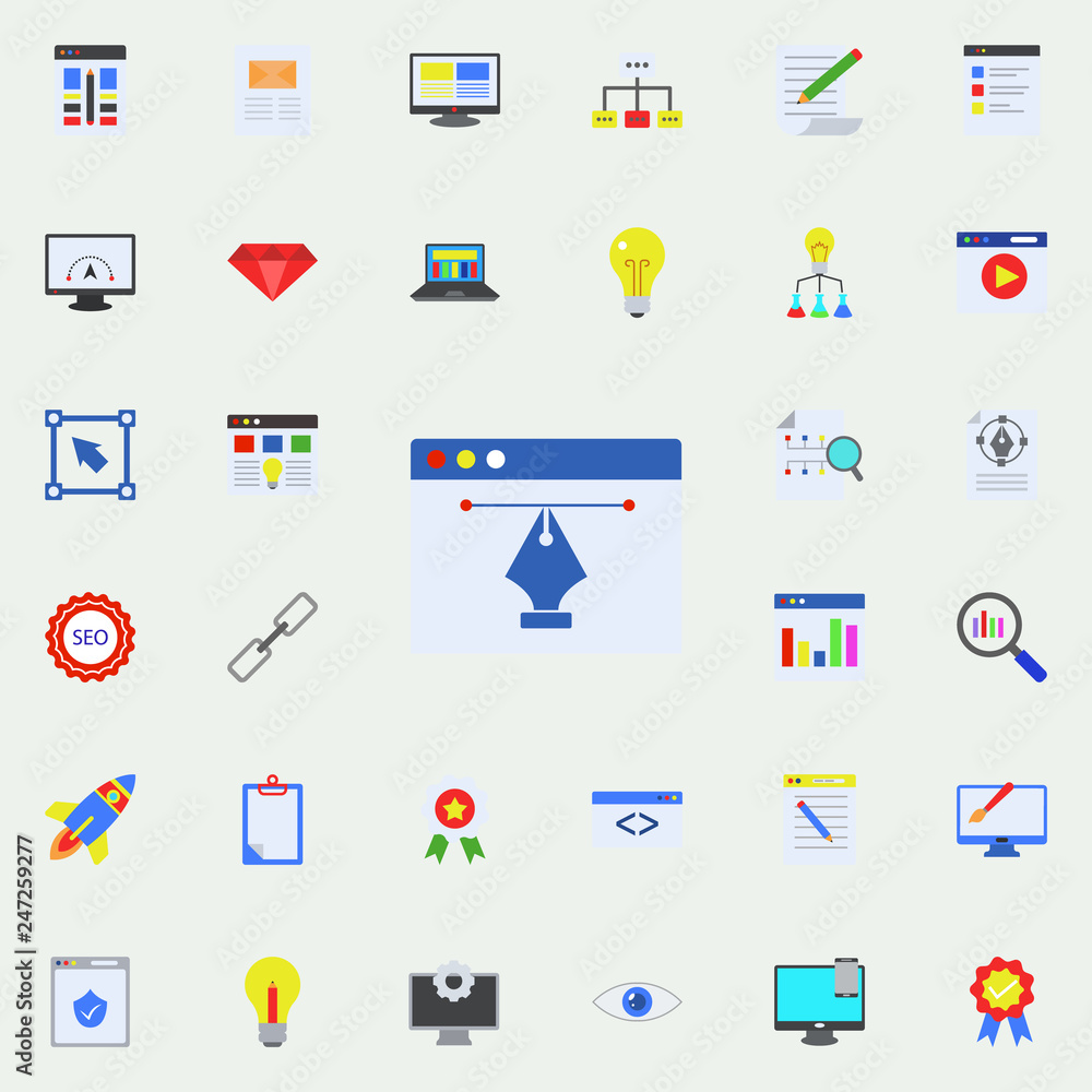 online drawing colored icon. Programming sticker icons universal set for web and mobile