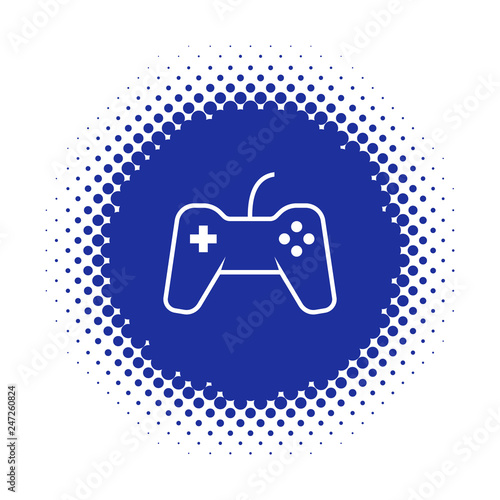 Game pad icon on half tone round shape