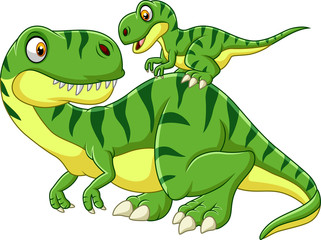 Handdoek met foto Jongenskamer Cartoon mama dinosaurus met baby  © tigatelu
