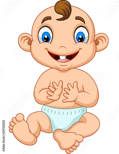 Cartoon baby boy clapping hand
