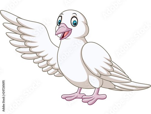 Cartoon cute dove presenting
