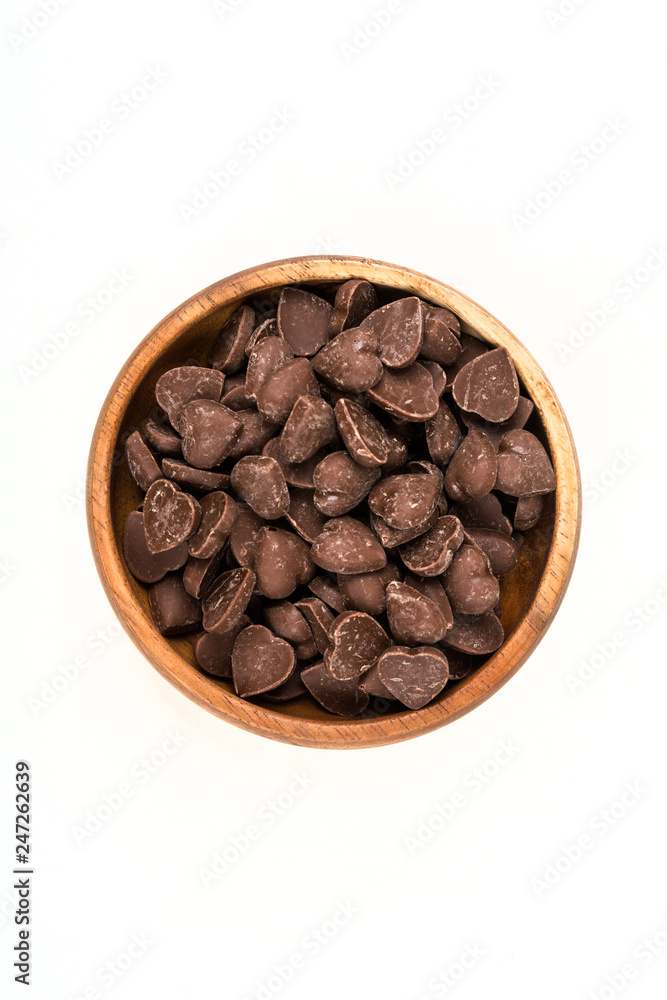 Brown candy heart shaped milk chocolate chip pieces Brown candy heart shaped milk chocolate chip pieces