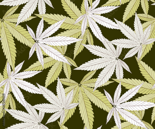 Marijuana leaves seamless vector pattern.
