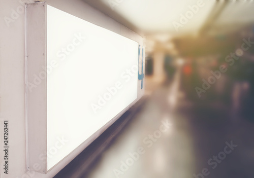 light box or blank mock up window in a parking with blurred background