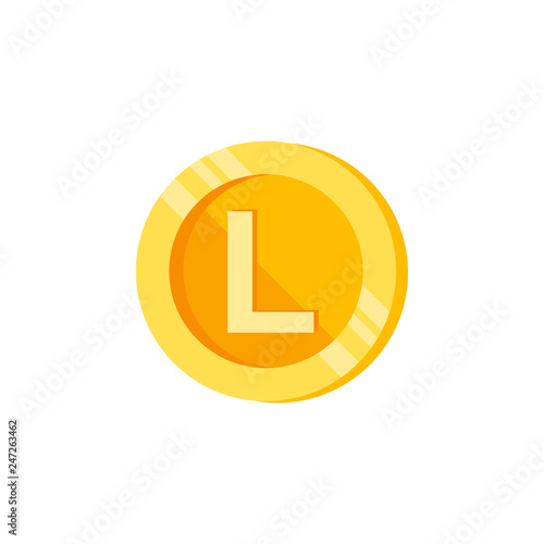 L, letter, coin color icon. Element of color finance signs. Premium quality graphic design icon. Signs and symbols collection icon for websites, web design