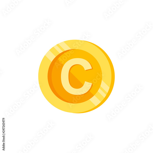 C, letter, coin color icon. Element of color finance signs. Premium quality graphic design icon. Signs and symbols collection icon for websites, web design
