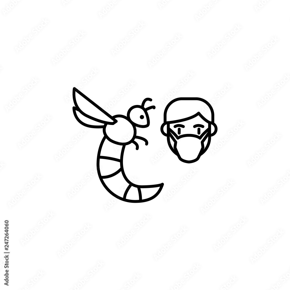Wasp, allergic face icon. Element of problems with allergies icon. Thin line icon for website design and development, app development. Premium icon
