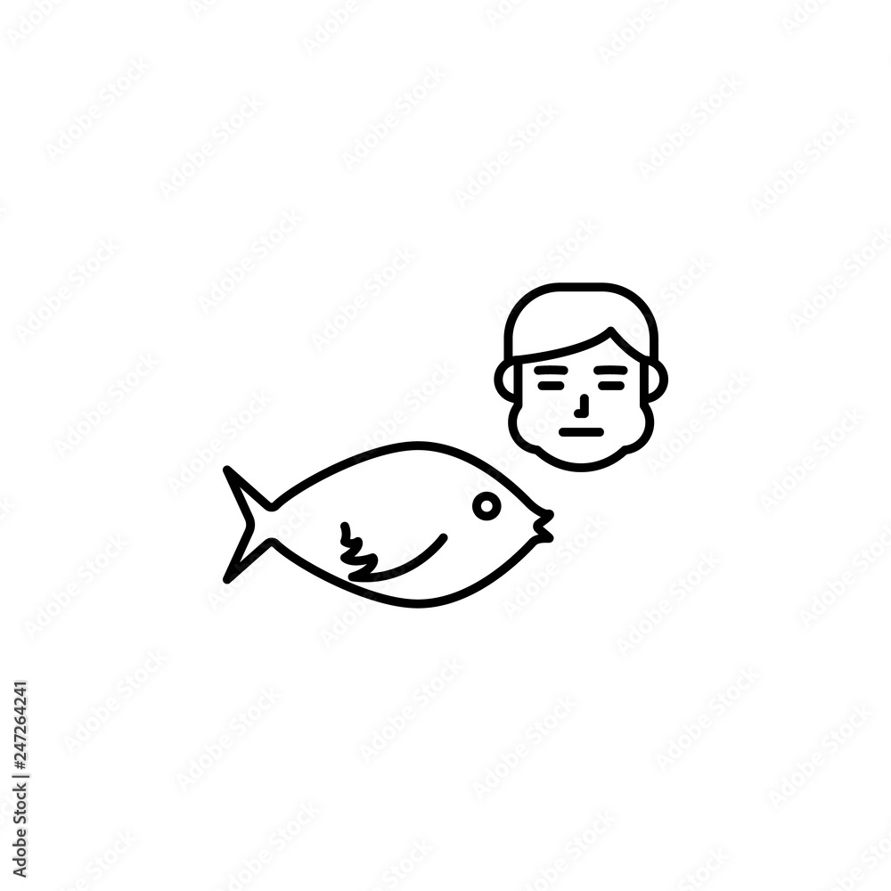 Fish, allergic face icon. Element of problems with allergies icon. Thin line icon for website design and development, app development. Premium icon Fish, allergic face icon. Element of problems with allergies icon. Thin line icon for website design and development, app development. Premium icon