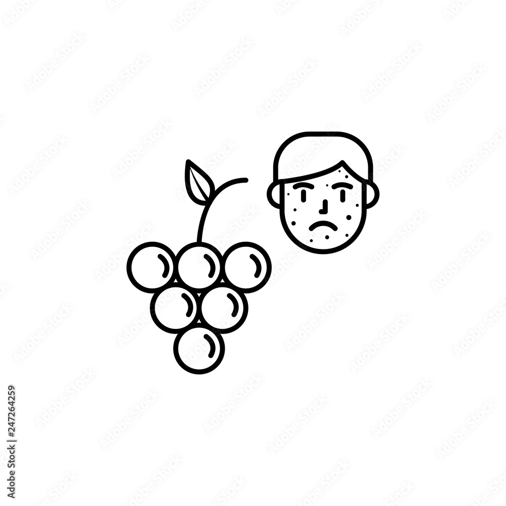 Grape, allergic face icon. Element of problems with allergies icon. Thin line icon for website design and development, app development. Premium icon Grape, allergic face icon. Element of problems with allergies icon. Thin line icon for website design and development, app development. Premium icon
