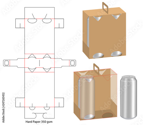 beverage packaging die cut template design. 3d mock-up