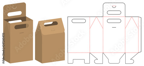 Paper Bag packaging die cut template design. 3d mock-up