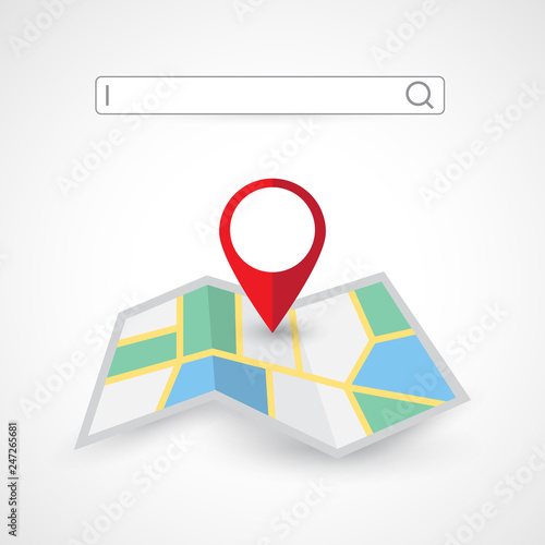 Location search folded map navigation
