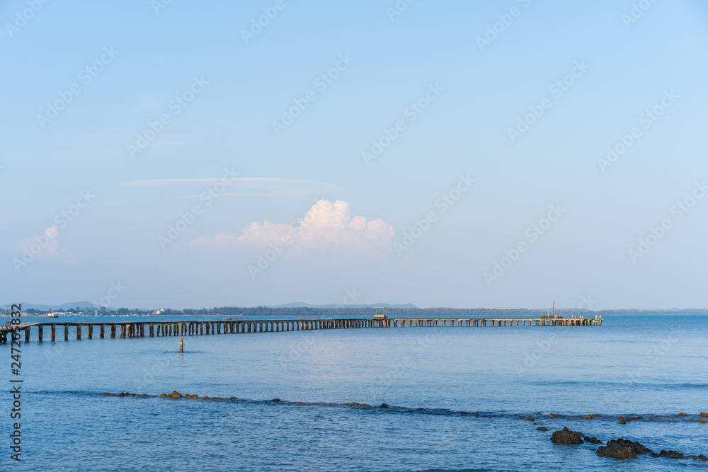 wooden bridge to sea at Rayong,Thailand