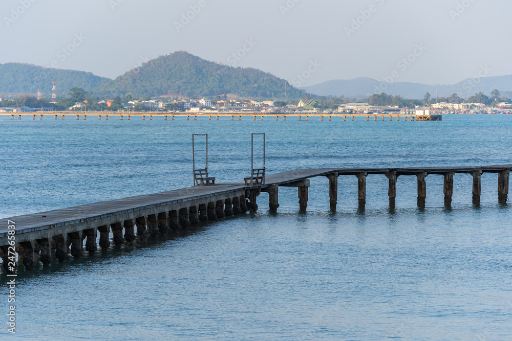 wooden bridge to sea at Rayong,Thailand wooden bridge to sea at Rayong,Thailand