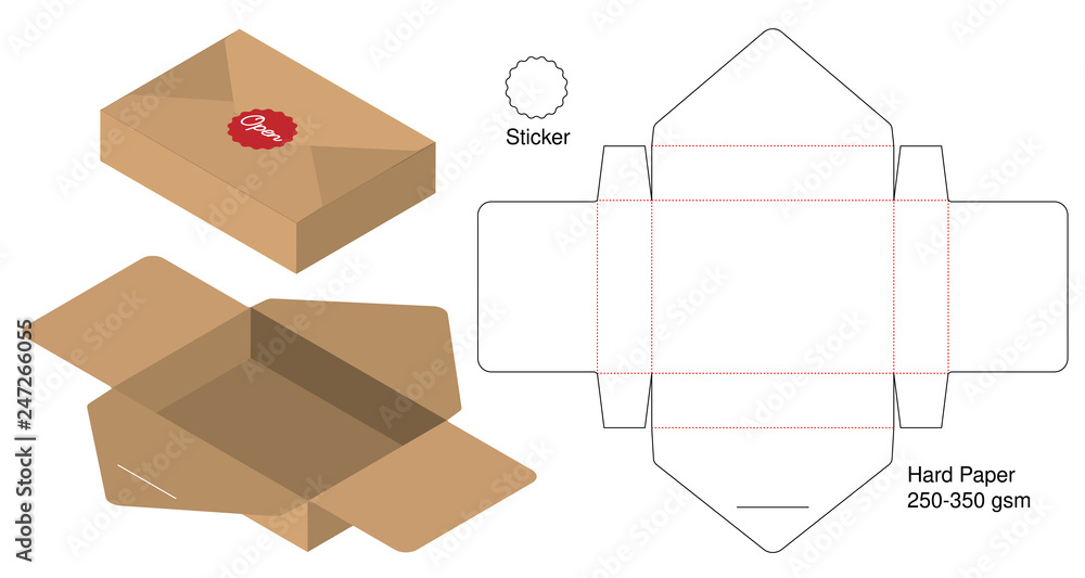 Box packaging die cut template design. 3d mock-up Box packaging die cut template design. 3d mock-up