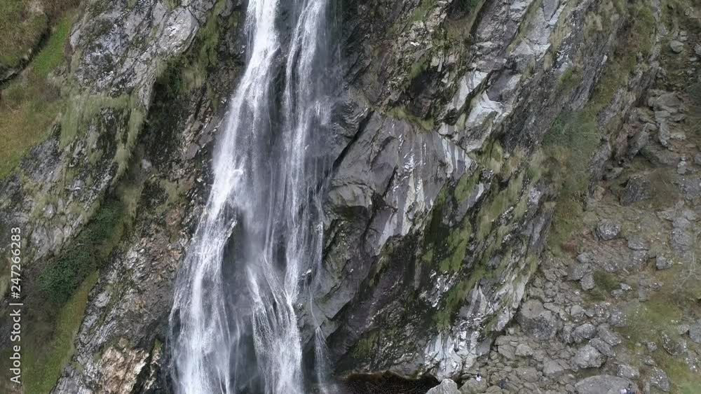 Waterfall in Ireland, 4k aerial