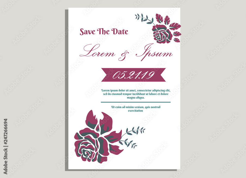weeding invitation 10, romantic style with rose flower and monstera background weeding invitation 10, romantic style with rose flower and monstera background