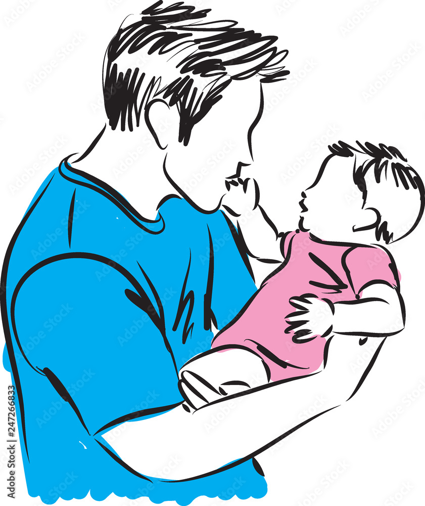father and baby girl illustration father and baby girl illustration