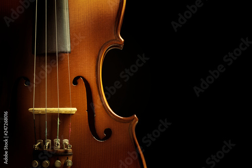 Violin on black background
