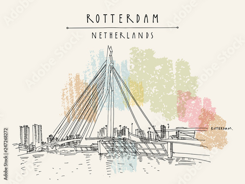 Rotterdam, Holland, Netherlands - vintage hand drawn postcard