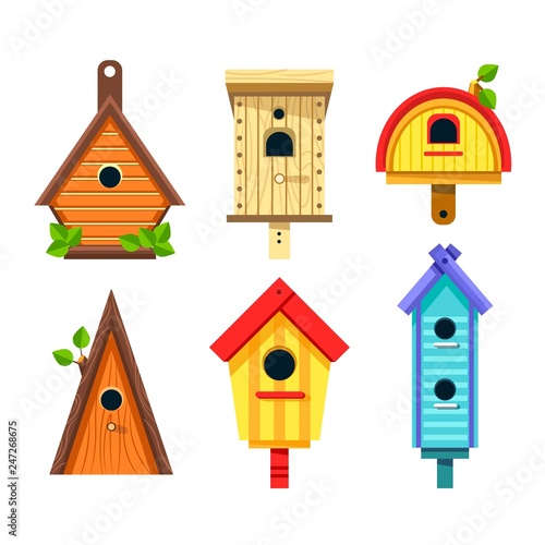 Birdhouse of wood isolated objects tree nesting boxes © Sonulkaster