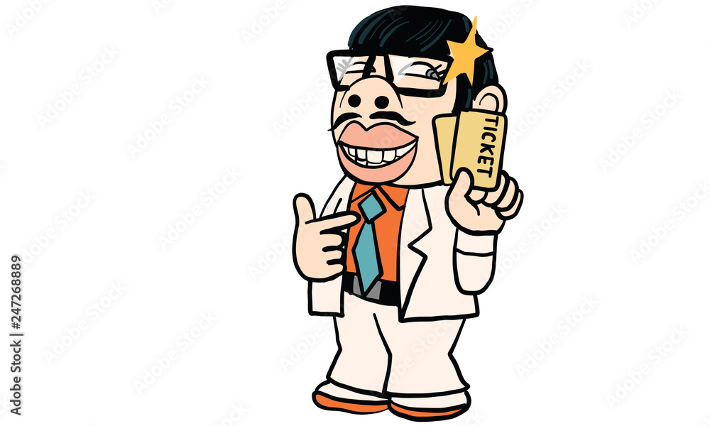 man wear white suite cartoon in action, vector man wear white suite cartoon in action, vector