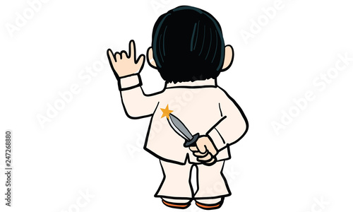 Wallpaper Mural man wear white suite cartoon in action, vector Torontodigital.ca