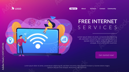 Website vibrant violet landing web page template.